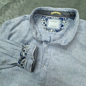Denim & Flower Shirt Men's Size XL Button Front Long Sleeve‎ Flip Cuffs